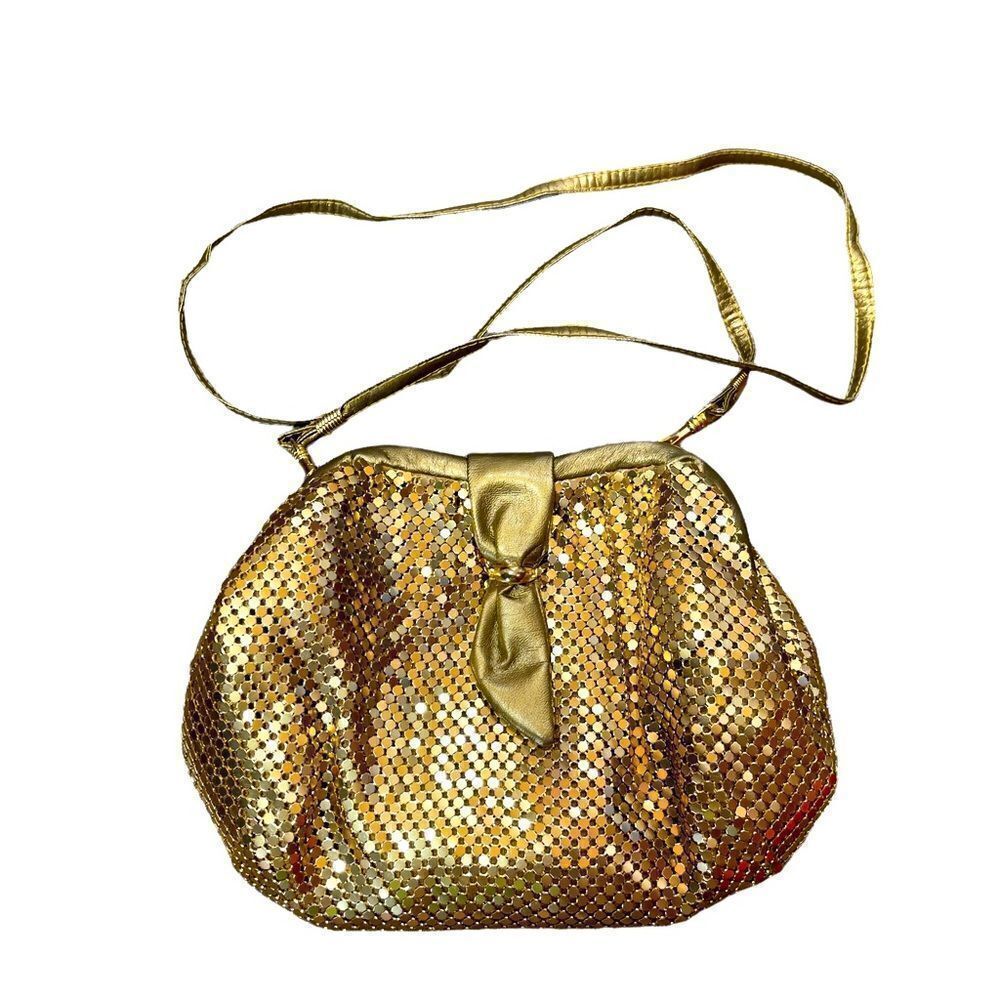 Gold-tone Metal Small Clutch/Crossbody Bag